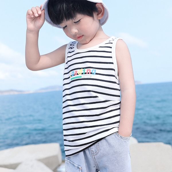 

2020 wear boy round pullover clothing children's collar vest small and medium-sized children's sleeveless shirt baby pullover, Blue