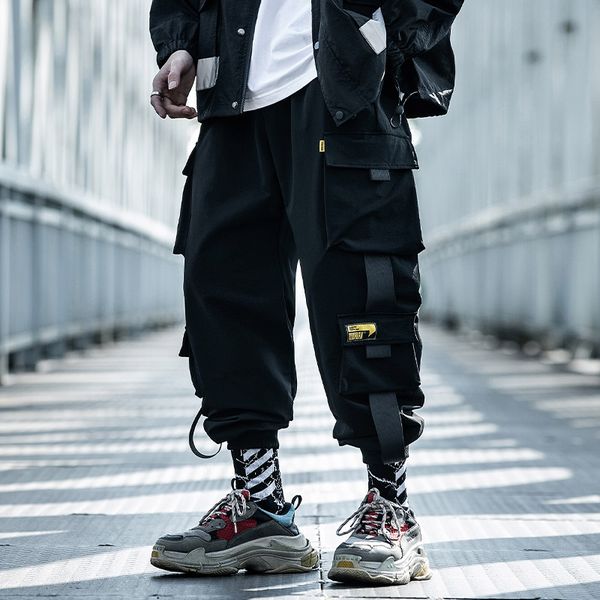 

2019 hip hip черные штаны мужчины harajuku pant бегуны уличная цвет блок брюки, Black
