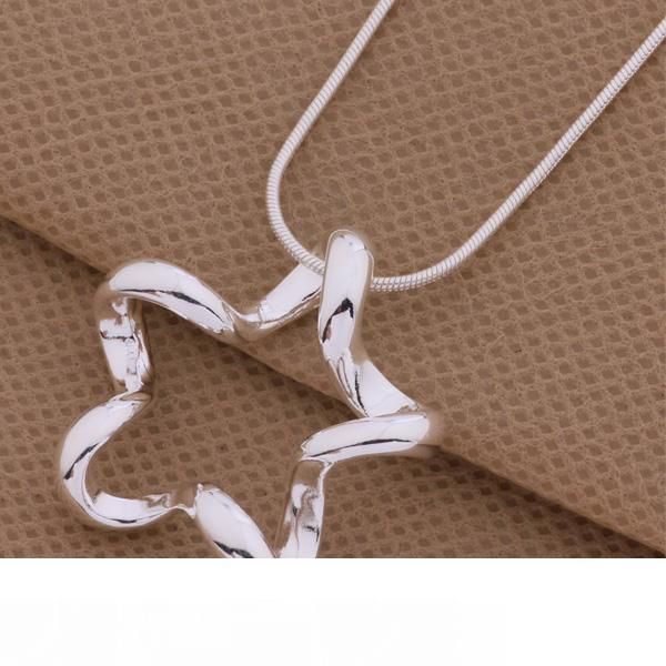 

with tracking number most sell women's delicate gift jewelry 925 silver hollow five-pointed star necklace