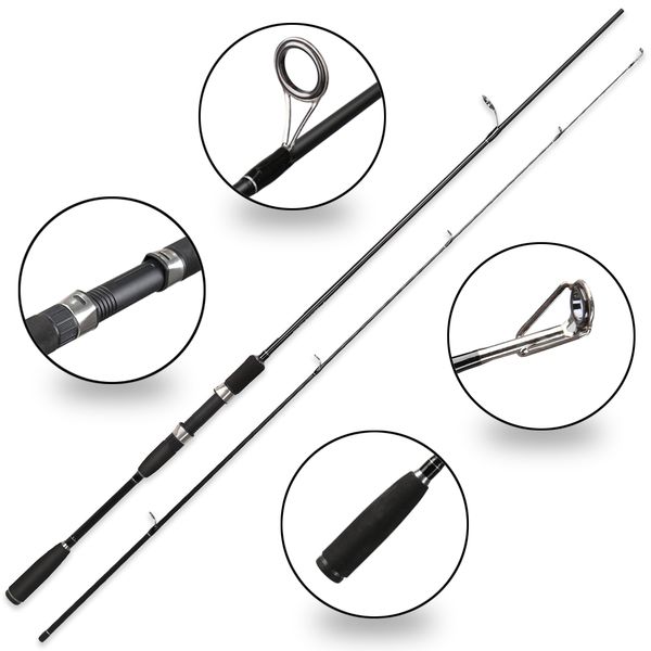 

5-25g test fast action 2.1m spinning fishing rod for light jigging trout rods with solid tip 2 sections carbon pole