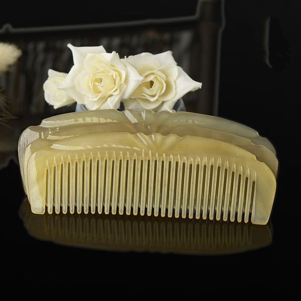 

качество 1pc резные comb boutique большой зуб comb 14см half moon horn g0425, Silver