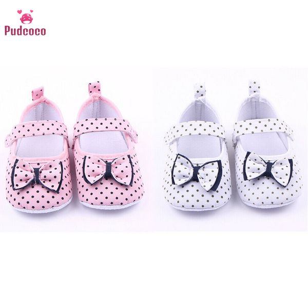 

pudcoco newborn baby girl soft sole cute dot polka print shoes summer bow princess first walkers shoe