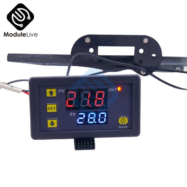 

w3230 ac 110v 220v digital thermostat temperature controller regulator thermometer temperature meter sensor heat cooling control, Black;white