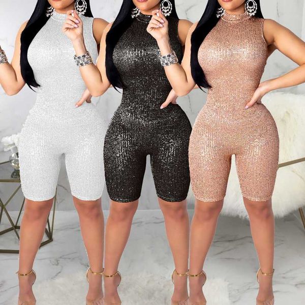 

gold silver hollow women rompers mesh jumpsuit summer short sleeveless transparent overalls jumpsuit female club playsuit, Black;white