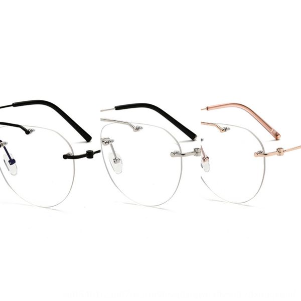 

momu 7839d home 2020 frameless plain myopia anti-blue-ray frame myopia glasses frame frog glasses male, Silver