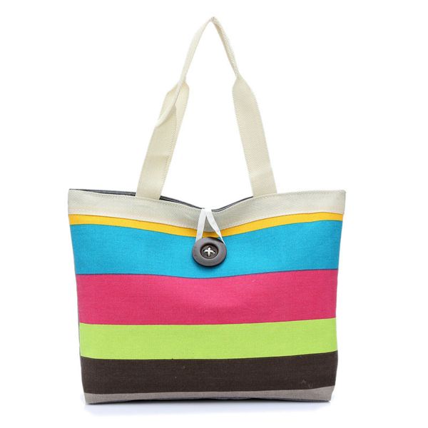 

women shopping bags ladies casualcanvas bag stripe tote bolsa feminina famous brands shoulder bags #t10