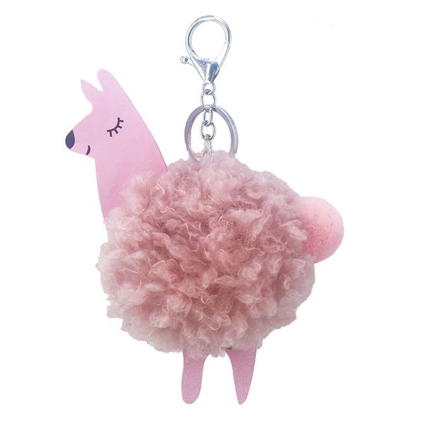 

cartoon alpaca keychain rabbit fur fluffy keychain bag pendant jewelry girl gift car key jewelry accessories new, Silver