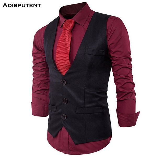

adisputent мужская тонкий деловой костюм однобортный жилет сплошной цвет gentleman мужской урожай ретро жилет v шеи без рукавов куртки, Black;white