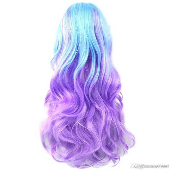 

9 colors wavy women wig high temperature fiber synthetic hairpiece long ombre hair cosplay wigs+wig net, Black