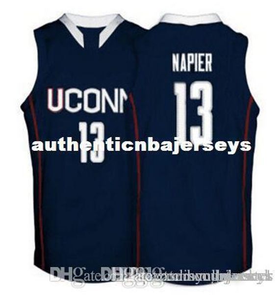 

factory outlet connecticut huskies #13 shabazz napier basketball jerseys white navy blue embroidery stitched personalized custom any size na, Black;blue