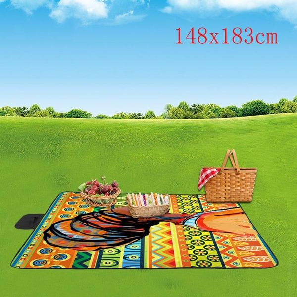 

outdoor camping picnic mat waterproof aluminum foil foldable plaid beach for sleeping blanket fleece tourist mattress #xtn