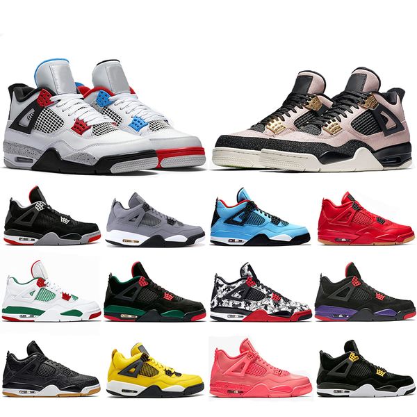 

men mens what the 4 cool grey splatter basketball shoes 4s bred black pizzeria singles day travis raptors trainers designer sneakers, White;red