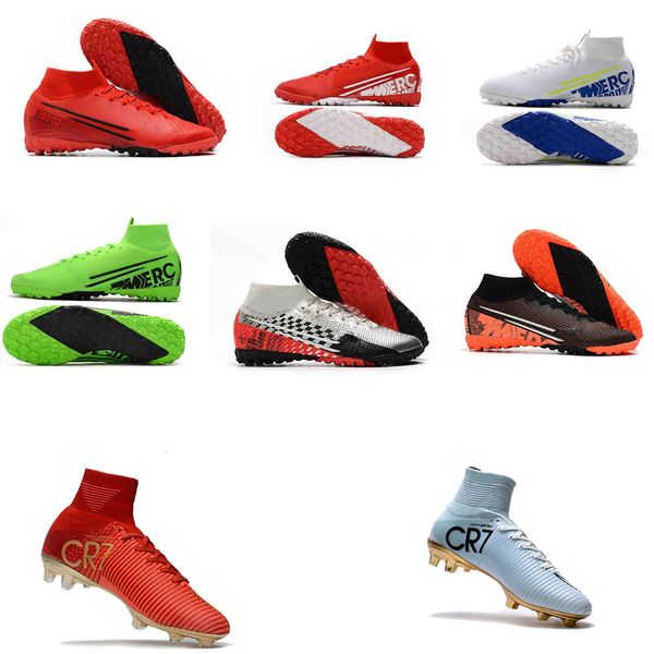 

100% оригинал футбол бутсы mercurial superfly 7 elite мдс cr7 детская обувь высокого лодыжки криштиану роналду женский футбол boots