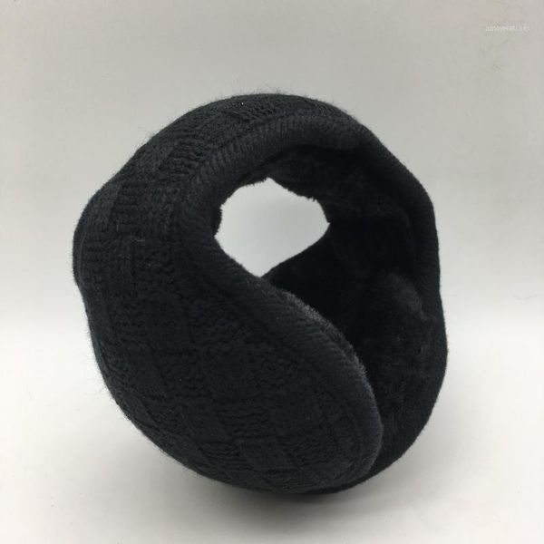 

winter fashion warm earmuffs for both men and women knitting grid ear warmer warm ears1, Blue;gray