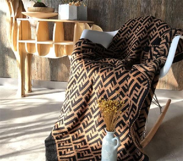 

classic f letter knitting thick blankets air conditioning sofa car blanket travel home office nap blanket high-end home blanket 127*152cm