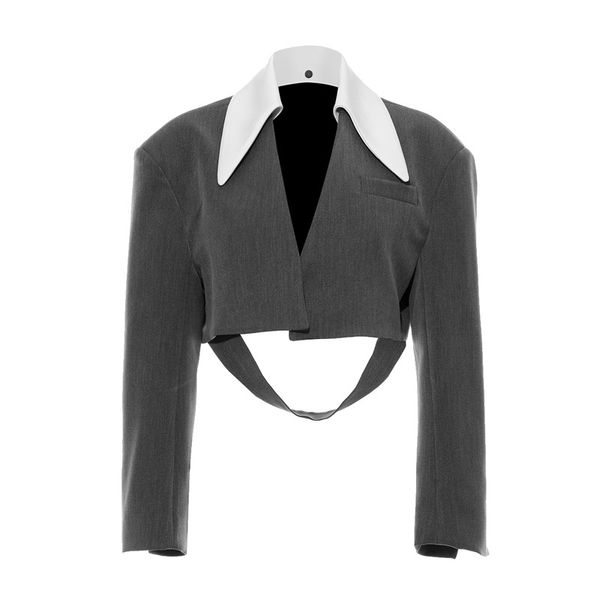 

vgh korean hit color short length women blazer coat notched collar long sleeve autumn slim blazers female fashion new clothes, White;black