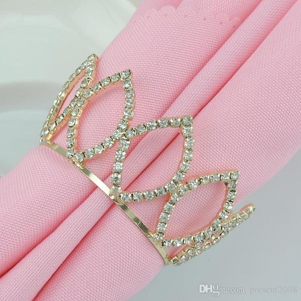 Kristall Diamant Strass Gold Kaiserkrone Serviettenringe für Hochzeit Gunsten Lieferungen Party Tischdekorationen kostenloser versand