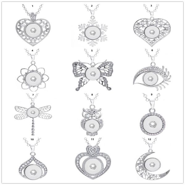 

snap necklace fashion pretty snap pendant necklace diy ginger snap jewelry with chain fit 18mm charm button woen men gift charms necklaces, Silver