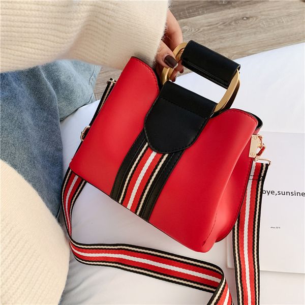 

ladies shoulder bag new solid color handbag bucket bag diagonal women large capacity
