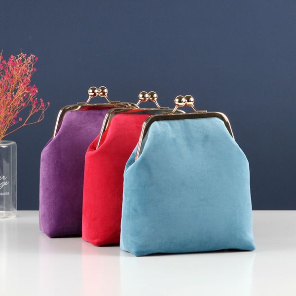 

shinning velvet design women diy shoulder bag kiss buckle metal frame 17x19x7cm
