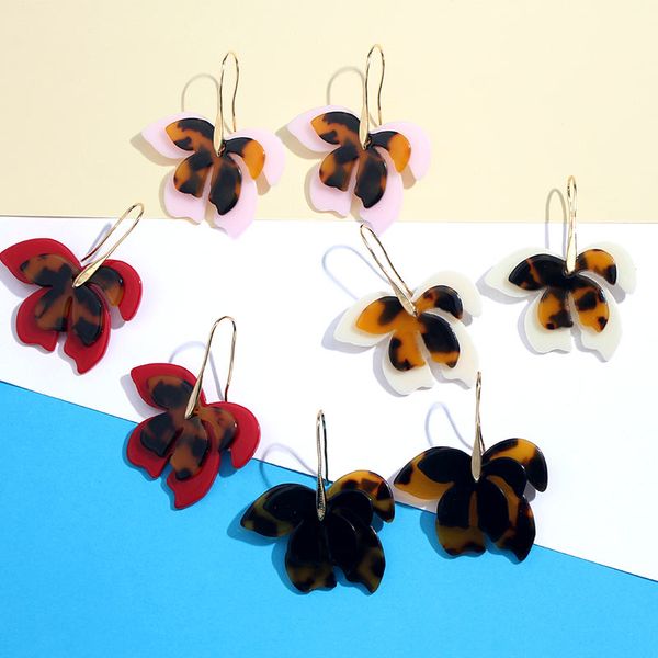 

just feel bohemian resin flower drop earrings for women multicolor fashion handmade acetate statement earring party 2020 jewelry, Silver