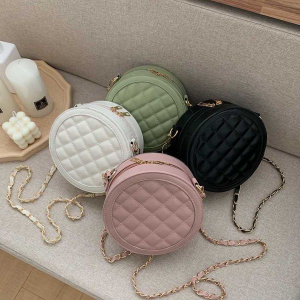 

fashion crossbody bags for women 2020 mini round shoulder bag chain diamond lattice handbags pu leather women messenger bags
