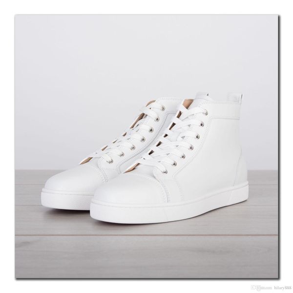 Vendita all'ingrosso High Top Bianco Nero Pelle di vitello Sneakers Scarpe Uomo Donna Plate-forme Scarpe da ginnastica Famoso marchio Causale Walking Party Dress Wedding EU35-47