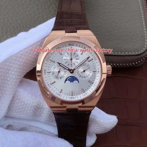 

5 style luxury 42.5mm overseas 5500v/110a-b148 leather bands swiss eta 7750 movement automatic chronograph mens watch watches, Slivery;brown