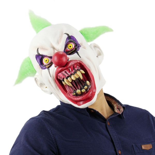 

deluxe horrible scary clown mask men latex green hair halloween clown evil killer demon mask halloween masks