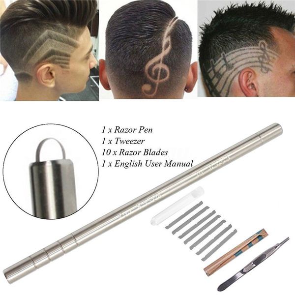 

1 set hair styling eyebrows beards pen razor salon engraved pen & 10 blades