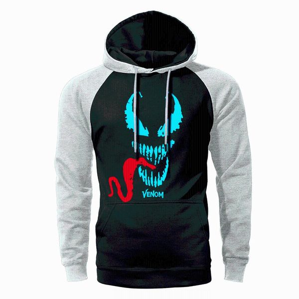 

venom raglan hoodie men light up glow hipster cool hooded sweatshirt 2019 spring autumn hip hop streetwear fluorescence at night, Black