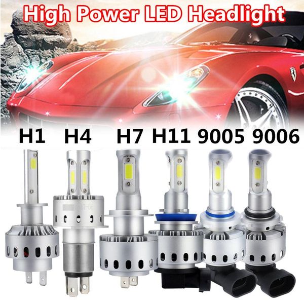 

1pair 7p led car headlight cob chips h1 h4 h7 h11 9005 9006 45w car styling 12-24v dc 6000lm ip65