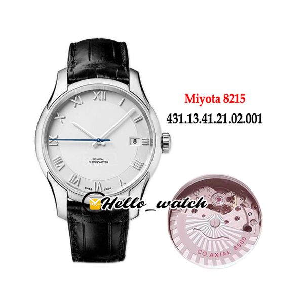 New Vision час 41мм 431.13.41.21.02.001 Miyota 8215 Автоматическая Мужские часы Стальной корпус белый циферблат черный кожаный ремешок Часы Hello_watch E385