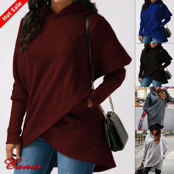 

goocheer 2019 новый плюс размер женщины толстовки толстовка дамы с капюшоном свитер топы джемпер пуловер, Black