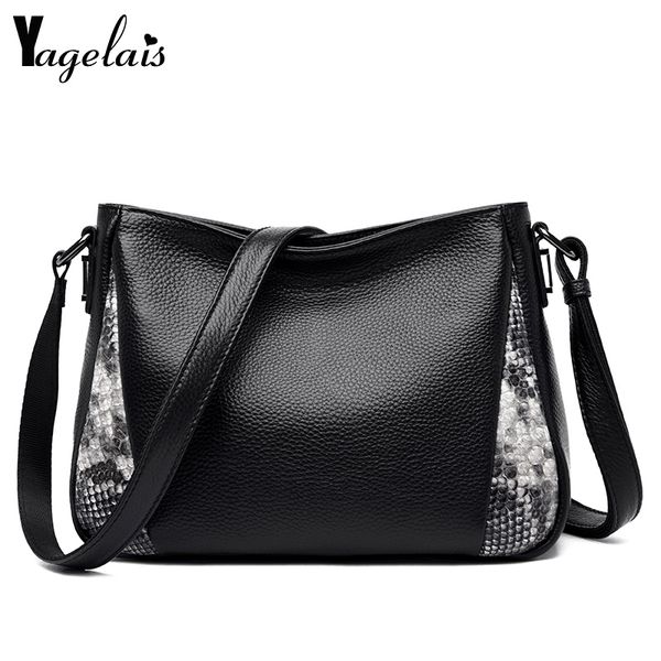 

women shopping bag genuine leather female bag handbag fashion style cowhide large capacity totes big size ladies shoulder
