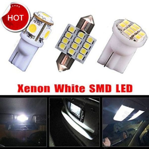 

11pcs universal white led lights interior package t10 31mm car dome light