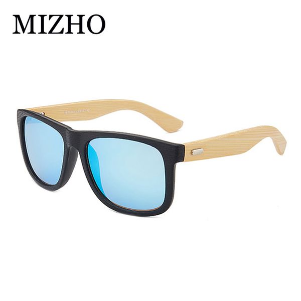 

mizho 2019 brand design eyewear mirror visual protection imitati wood sunglasses men polarized traveling sunglass bamboo, White;black