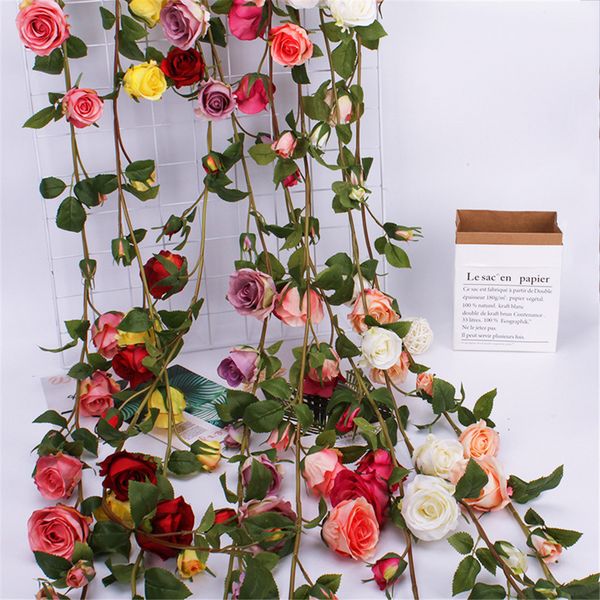

artificial plants artificial adornment flowers garland wall party for decorations rose vines party home decor#40