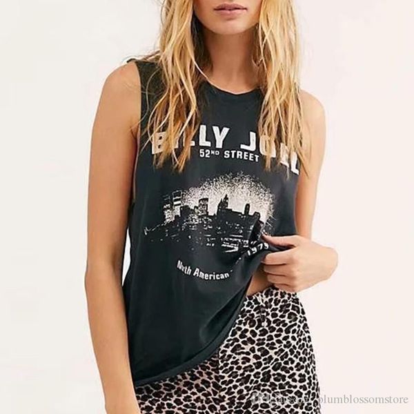 

letter print t-shirt women sleeveless boho cotton o neck bohemian beach black funny t shirt female summer vintage holiday blouse new