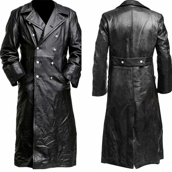

2020 men's outwear motorcycle gothic steampunk vampire long pu leather trench jacket coat plus size s-5xl, Tan;black