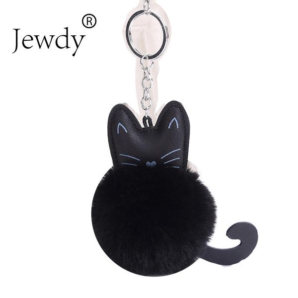 

кошка брелок помпон брелок пушистый искусственный мех кролика мяч брелки женщины сумка автомобиль очарование кулон пом пом держатель porte c, Silver