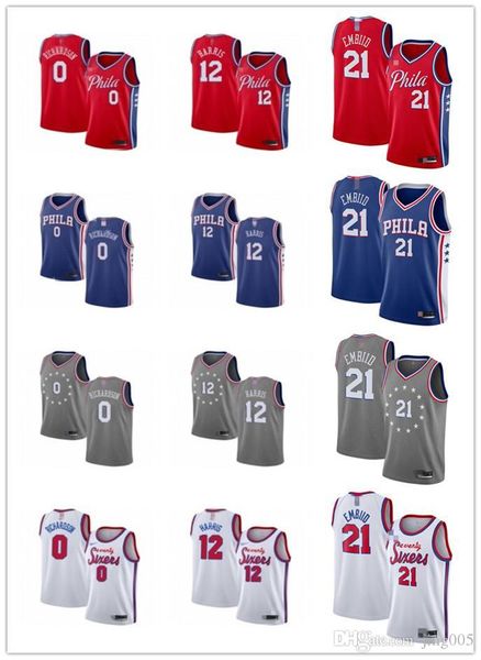 

mens womens youth philadelphia 76ers 0 josh richardson 12 tobias harris 21 joel embiid custom basketball jerseys, Black;red