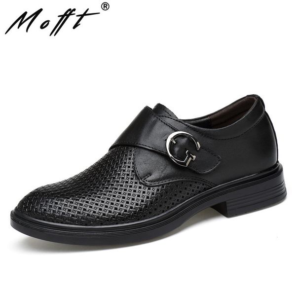 

large size 35-48 genuine leather shoes point toe fashion men dress leather shoes height increasing men casual slip on, Black
