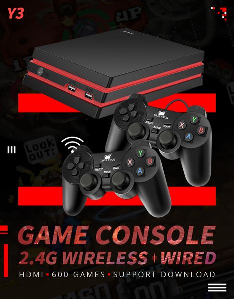 

data frog video game console 4k hdmi output retro 600 classic 64 bit family video games 2.4g wireless double gamepad console