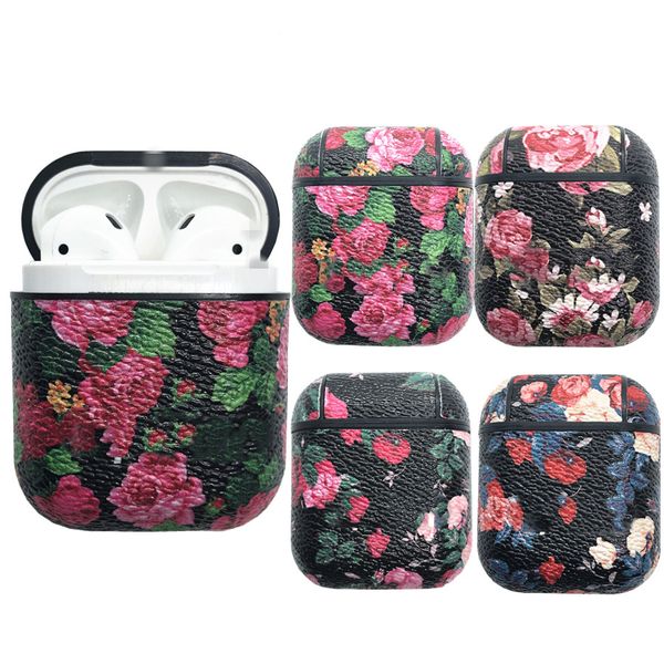 

suitable for airpods 1/2 earphone protective shell flower floral leather designer for apple earphone protective shell