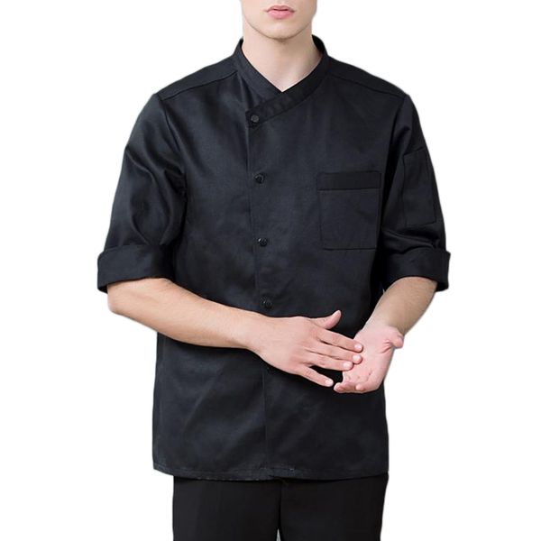 

3/4 sleeve chef' coat jacket kitchen cook coat uniforms unisex, White;black