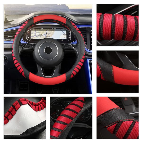 

glcc steering wheel braid car steering wheel cover faux leather non-slip automobile steering-wheel car styling for 38cm