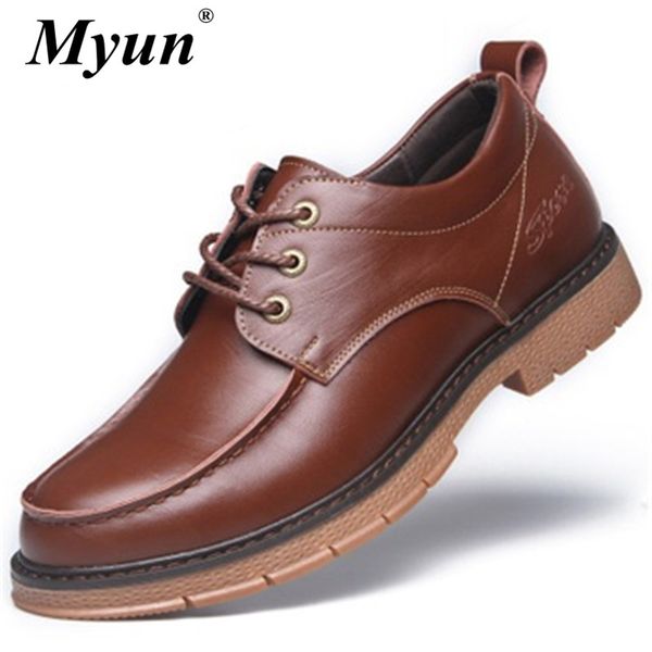 

spring autumn men genuine leather casual shoes men oxfords shoes work safety winter waterproof ankle botas size 38-44, Black