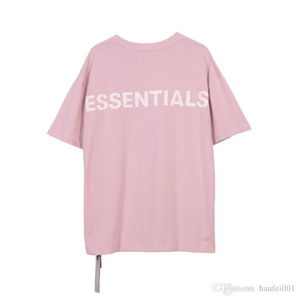 

19ss essentials fear of gold 3m reflective logo tee casual short sleeve men women fashion highstreet skateboard pink t-shirt hflstx491