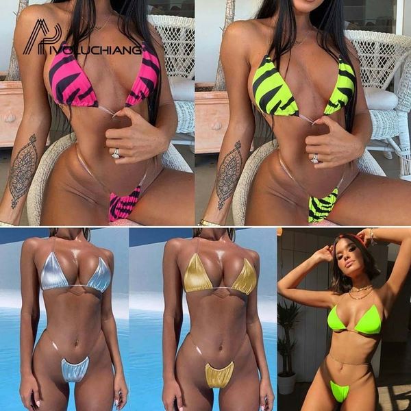 

brazilian thong transparent strap zebra pattern bikini set 2019 bathing suit women swimwear halter maillot de bain beachwear
